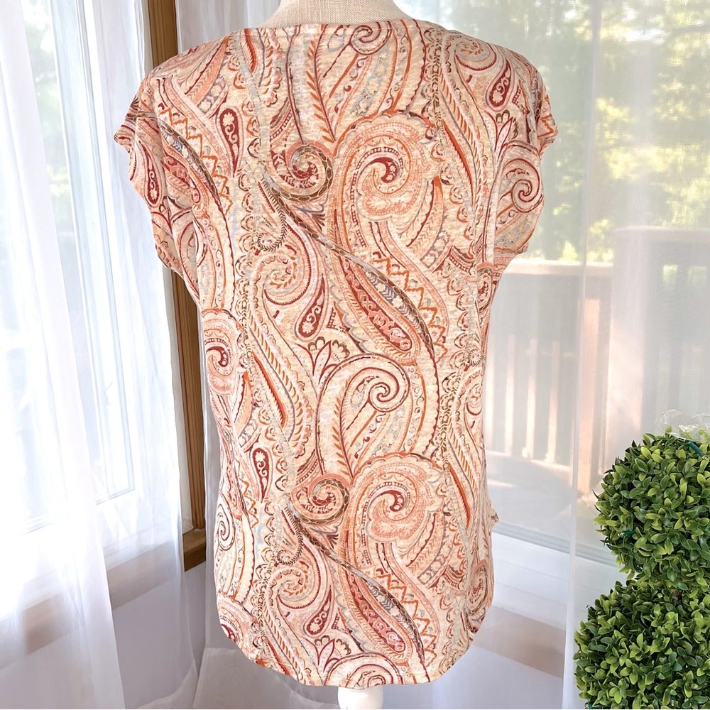 Rachel Zoe Linen To Love 100% Linen Paisley Print Size Small NWT - Picture 4 of 13